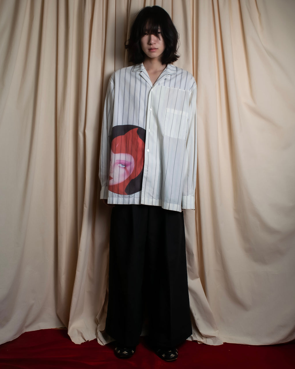 "STELLA McCARTNEY" 18SS Drag queen graphic design stripe shirt