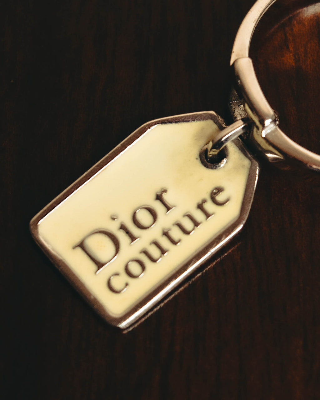 "Christian Dior" Cream enamel key ring