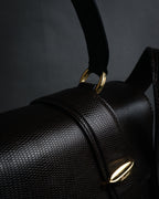“Salvatore Ferragamo” 90’s Lizard embossed top handle shoulder bag