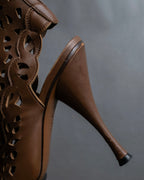 "MARNI" Geometric cut heel leather boots