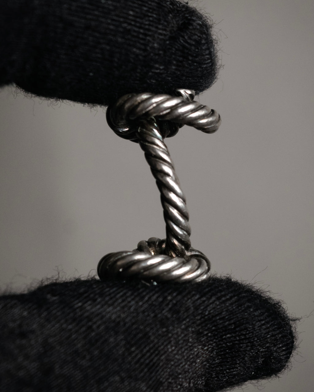 “HERMES” 1970–80s Double knot silver cufflinks