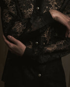 "VALENTINO MISS V" Late 80s botanical lace polo shirt