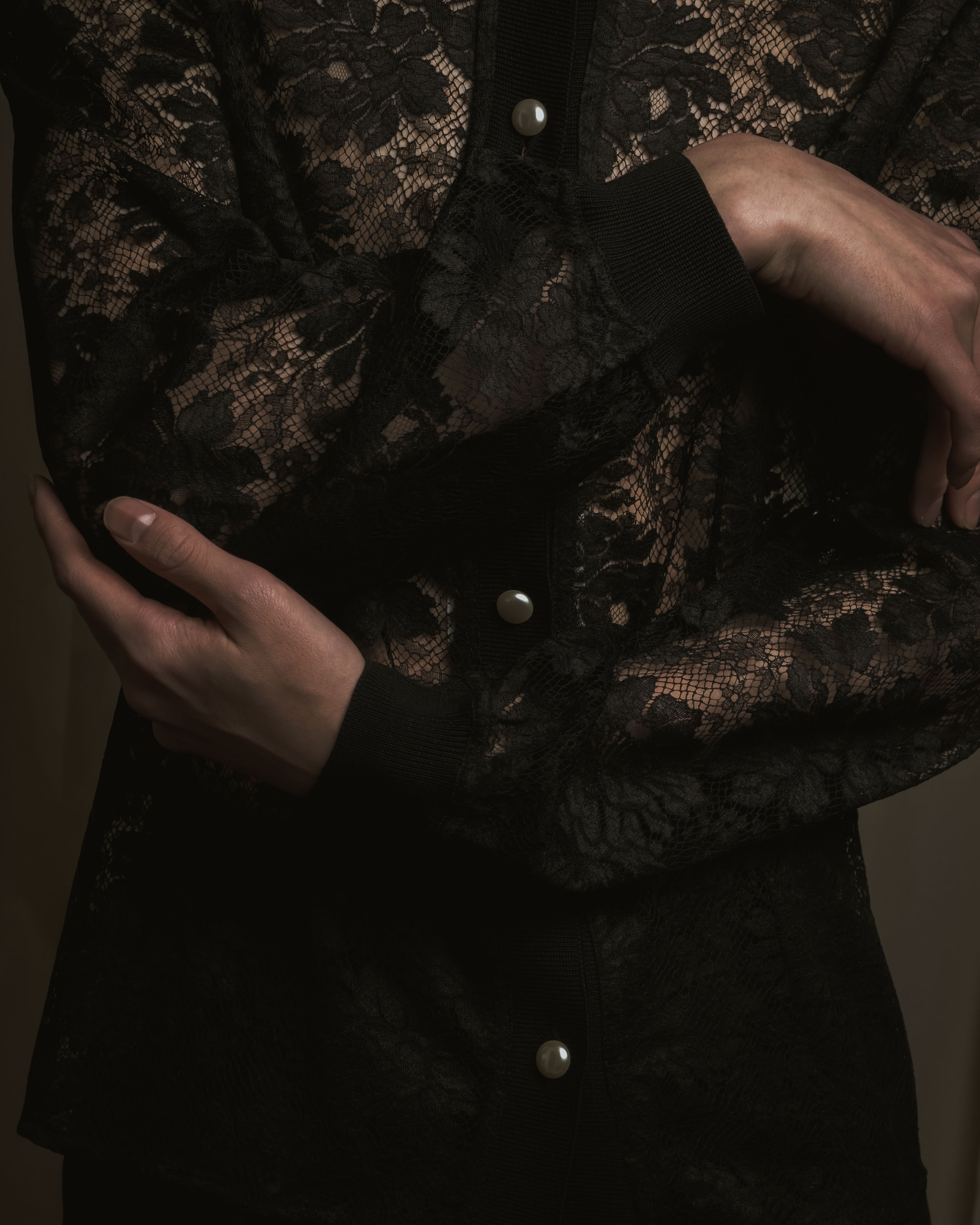 "VALENTINO MISS V" Late 80s botanical lace polo shirt