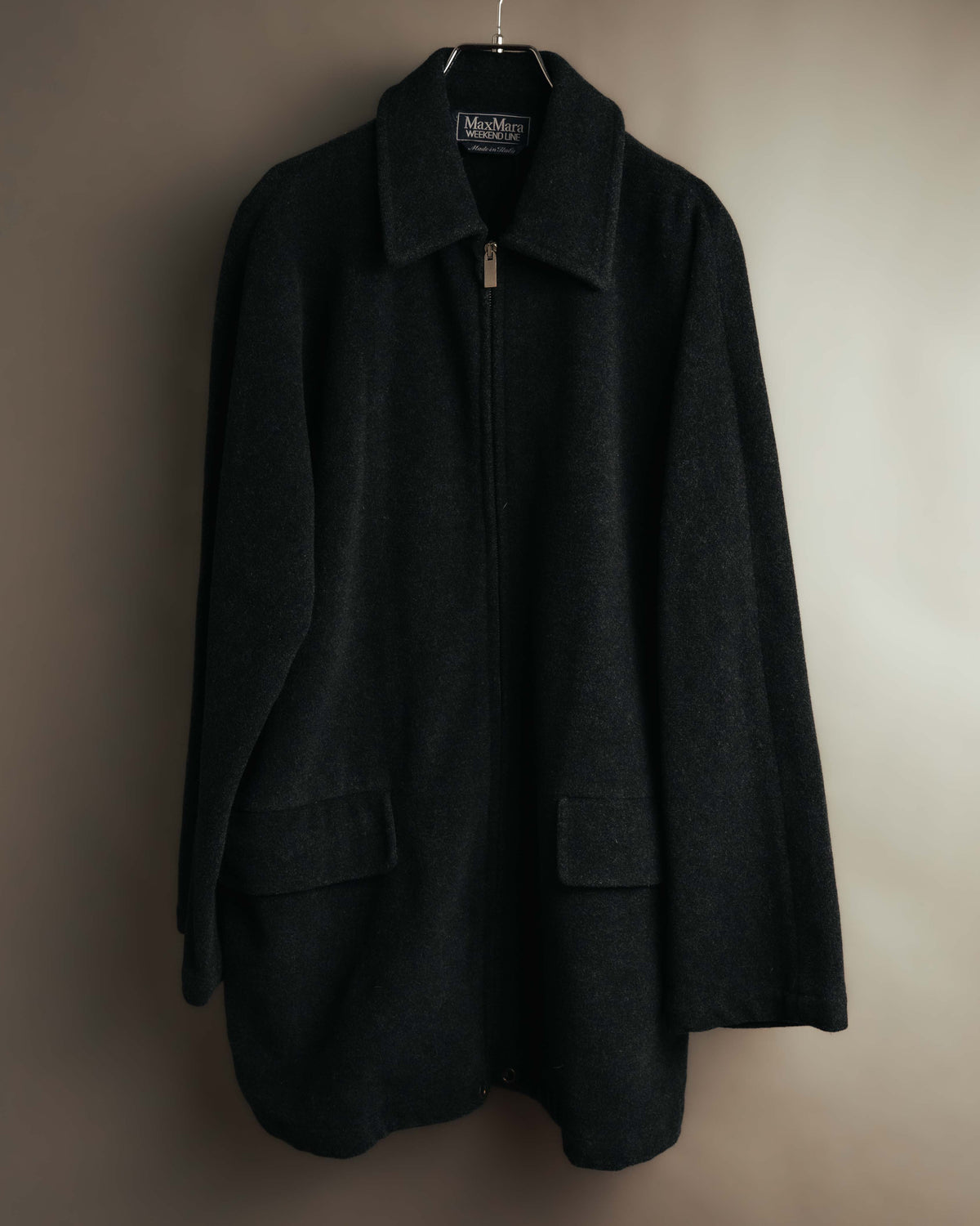 "Max Mara WEEKEND LINE" 00's Minimal zip front wool blend coat