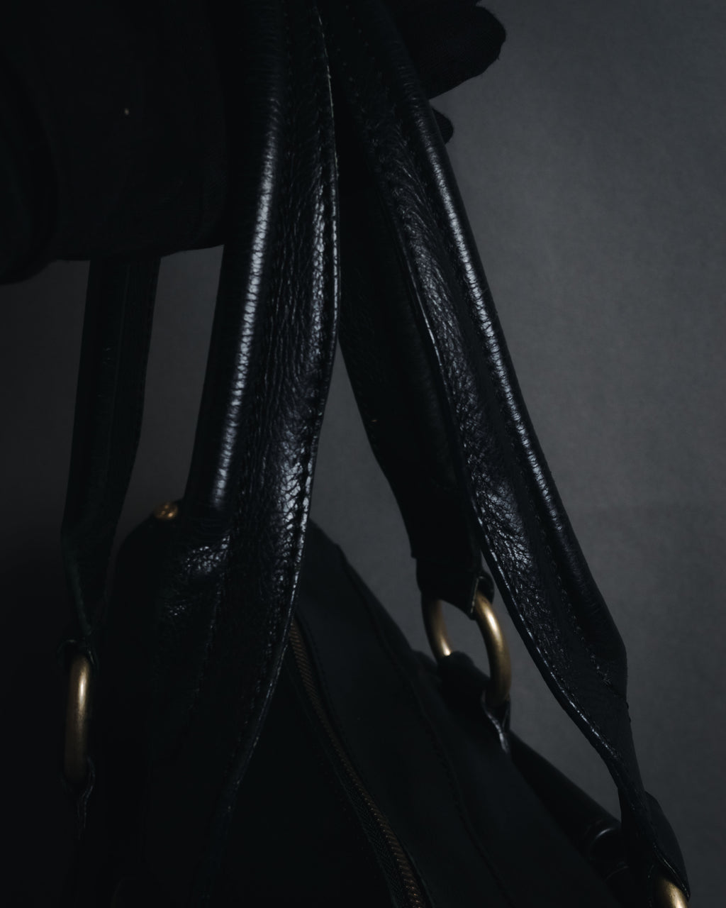 "CELINE" Leather double-pocket ring-hardware shoulder bag