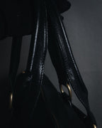 "CELINE" Leather double-pocket ring-hardware shoulder bag