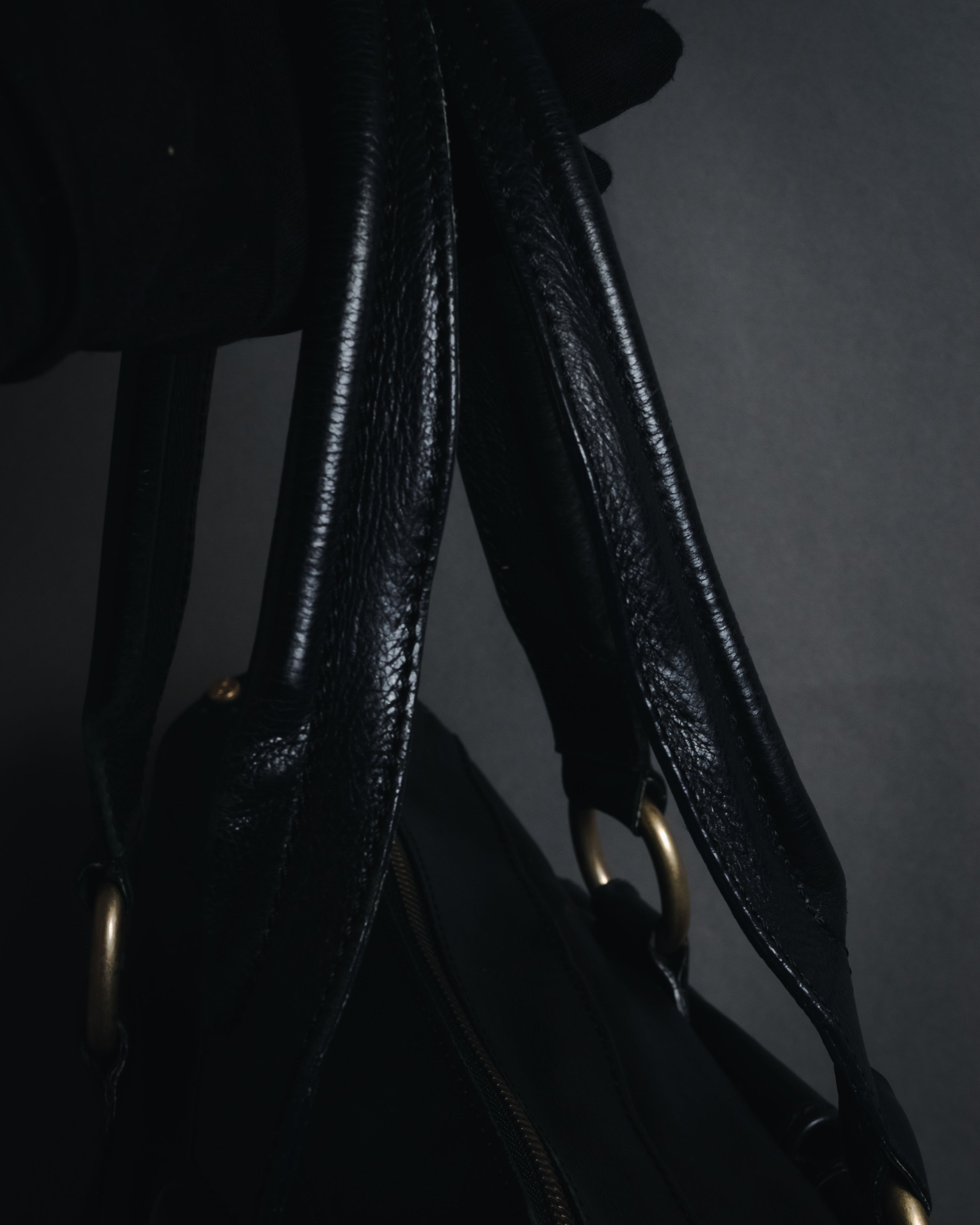 "CELINE" Leather double-pocket ring-hardware shoulder bag