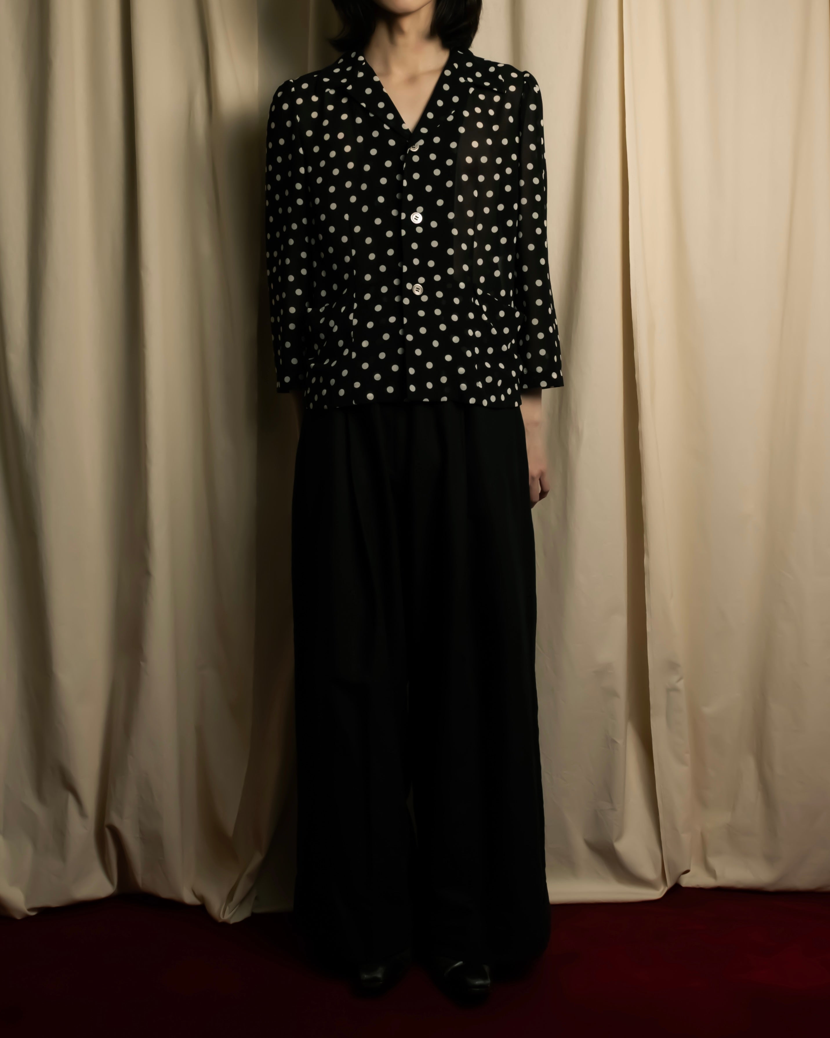 "robe de chambre COMME des GARCONS" 2002SS White dot pattern open collar shirt