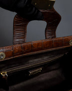 "MIU MIU" Antique design crocodile embossed leather 2way bag