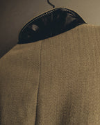 -SPECIAL- "Hermès" 80's-00's Leather collar tailored blazer