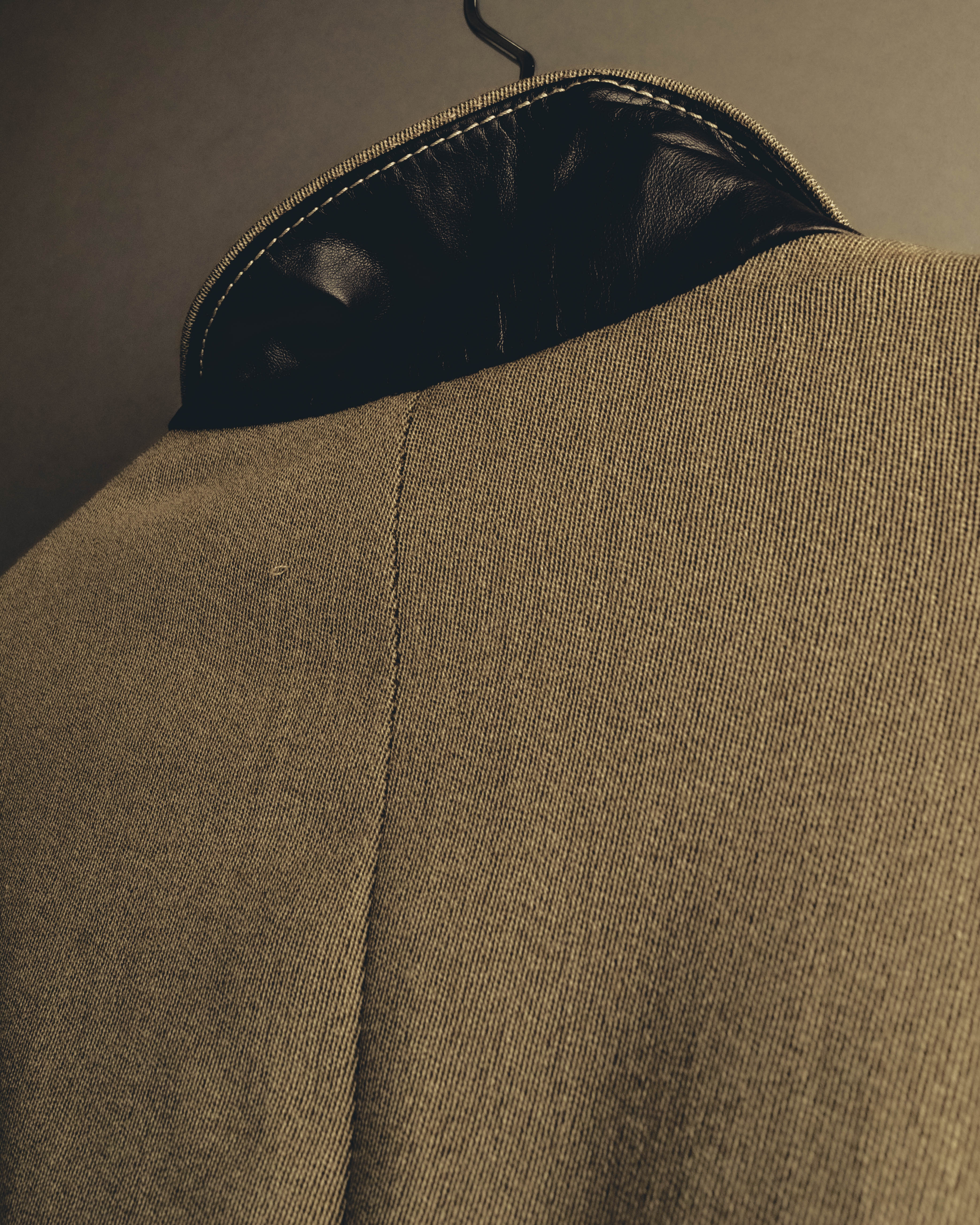-SPECIAL- "Hermès" 80's-00's Leather collar tailored blazer