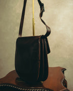 “Yves Saint Laurent” 70’s-80’s Perforated logo leather tassel shoulder bag