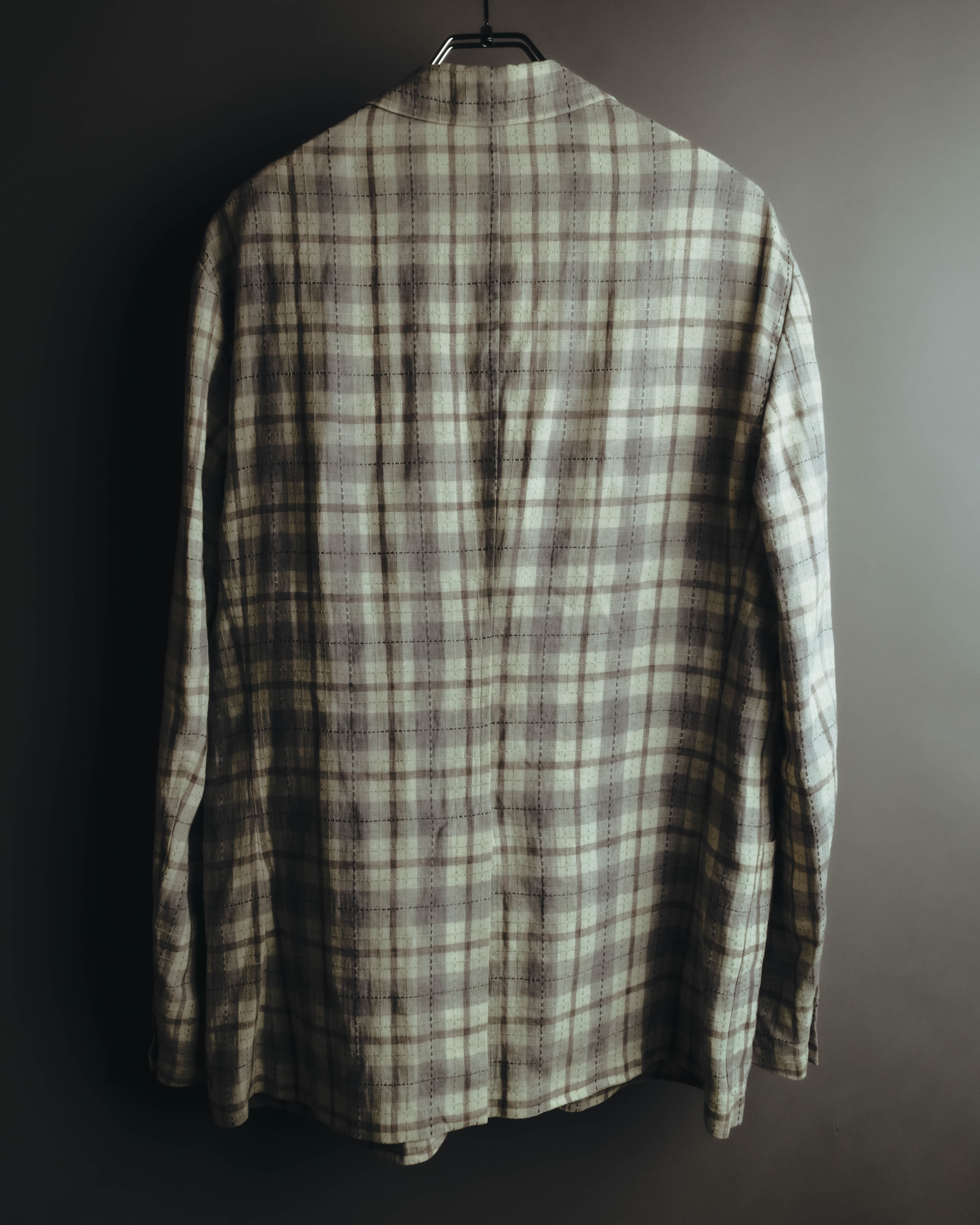 -SPECIAL- "Hermès" 10's Textured linen blend check blazer