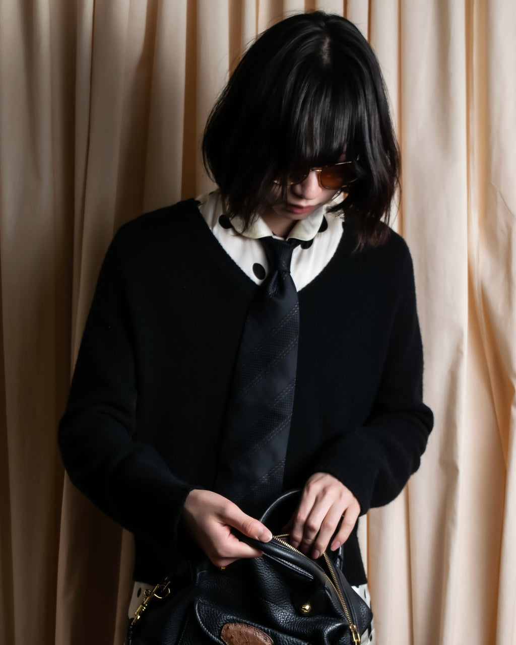 "GIORGIO ARMANI" Mixed material striped necktie