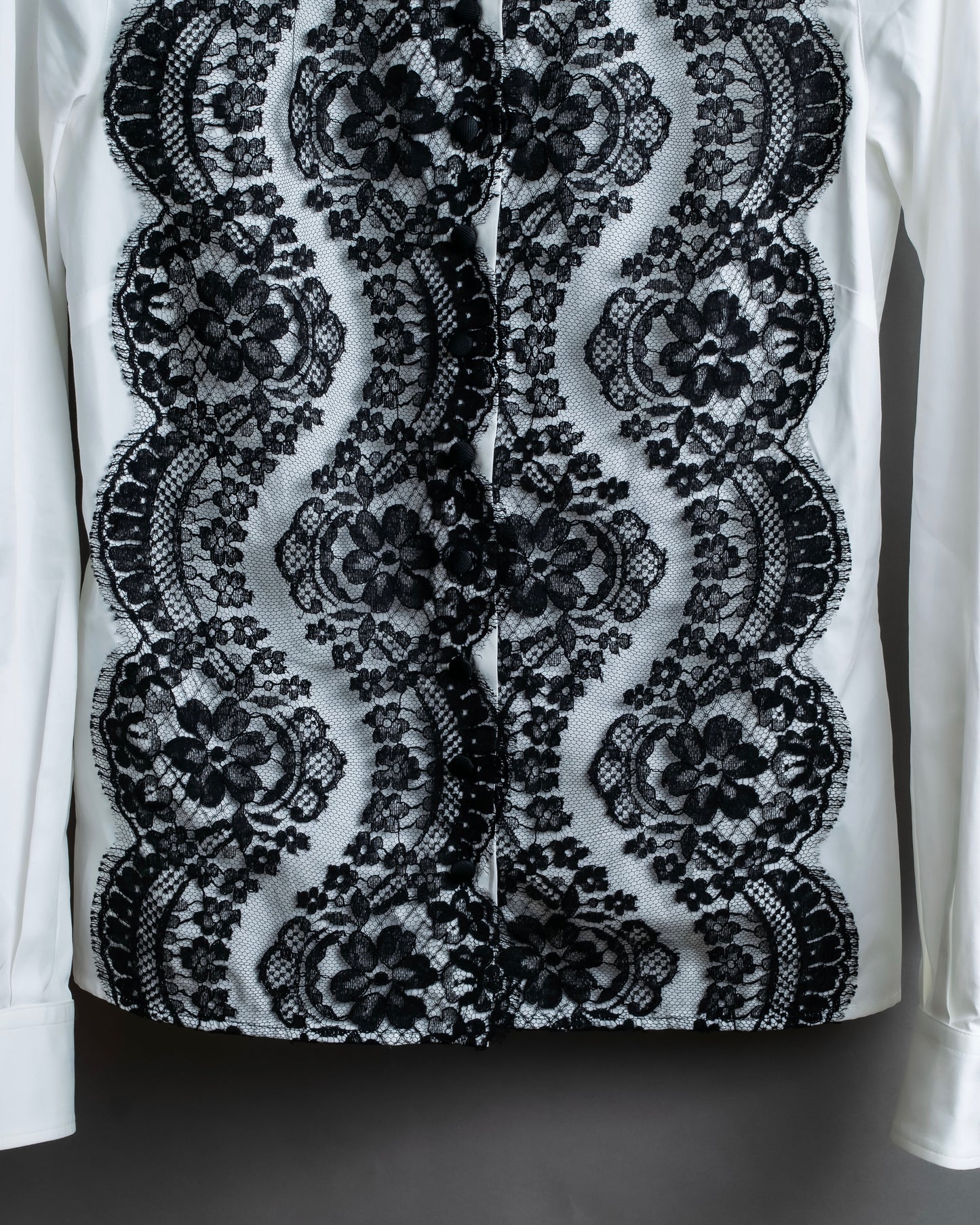 "Dolce & Gabbana" Flower engraved lace design shape fit shirt