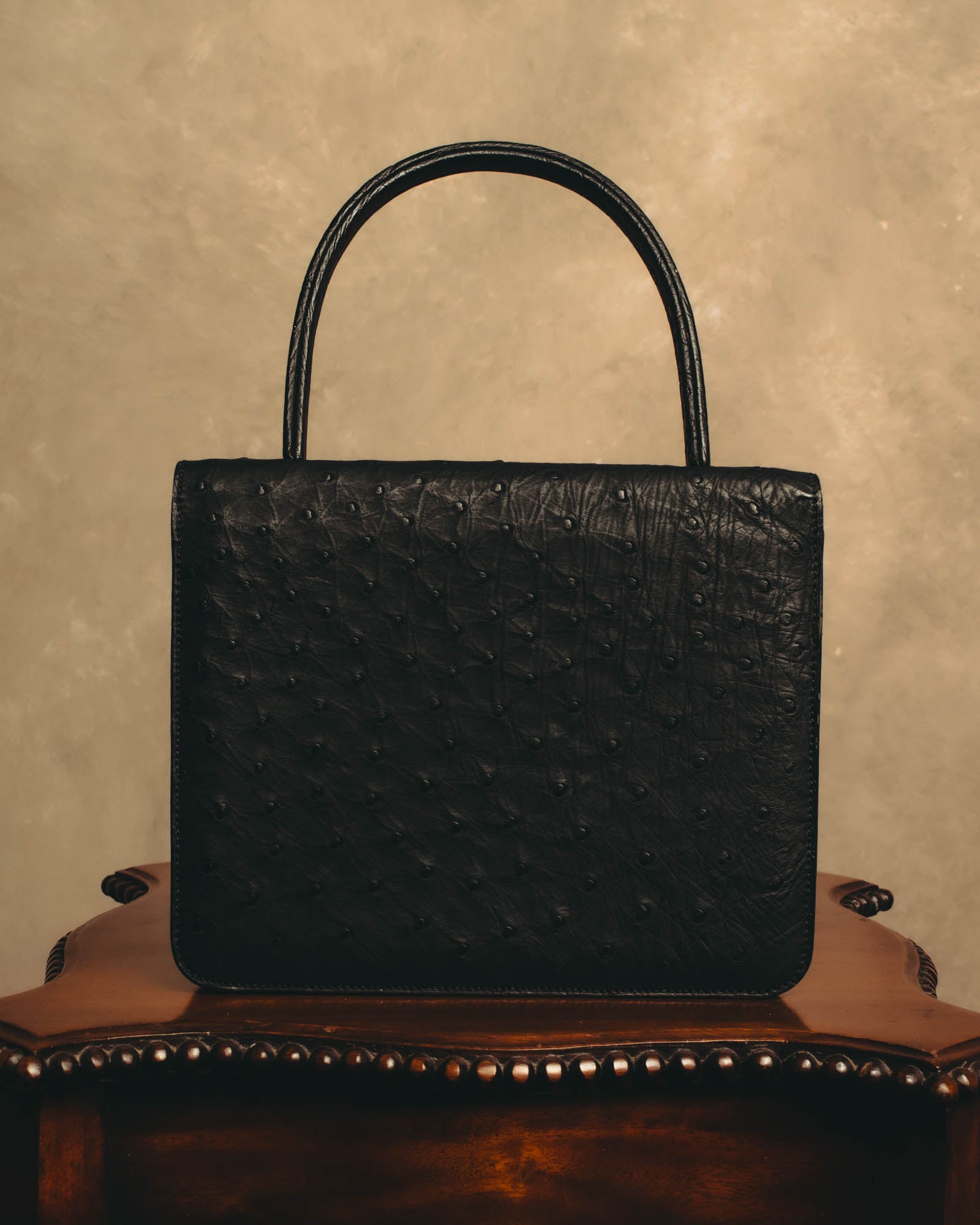 "Christian Dior" 70's-80's Ostrich textured leather handbag