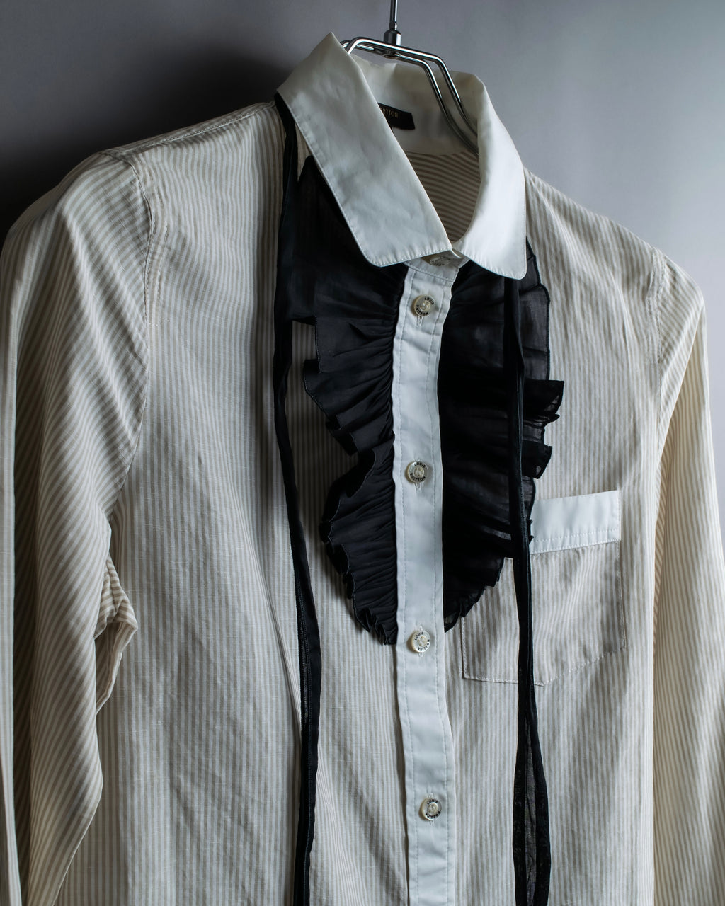 "LOUIS VUITTON" Ribbon frill design regular collar shirt