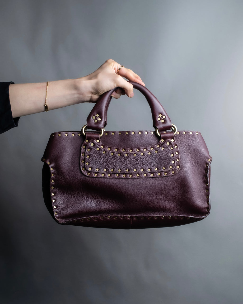 "CELINE" Stud design bordeaux color boogie bag