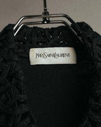 -SPECIAL- “Yves Saint Laurent” 90’s crochet collar pearl button knit pullover
