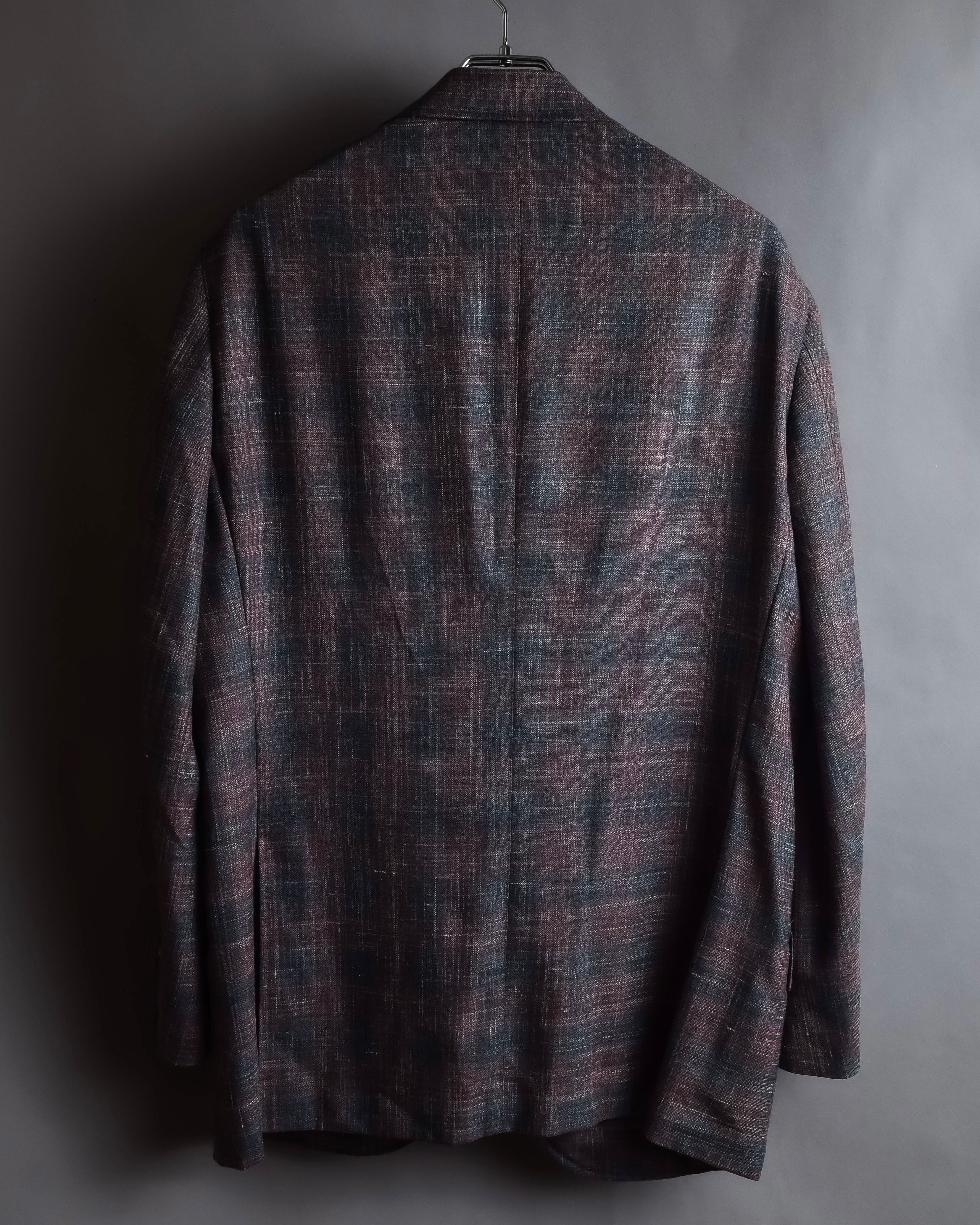 "Tex Teq" Gradient check pattern tailored jacket