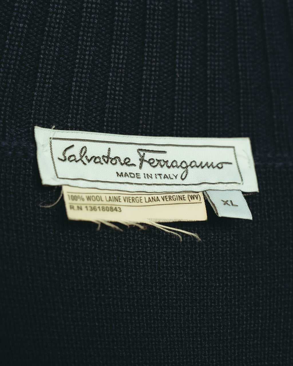 “Salvatore Ferragamo” 80’s-90’s Gancini buckle virgin wool knit jacket
