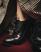 -SPECIAL- “Thom Browne” 2010’s- pebbled leather wingtip lace-up heels