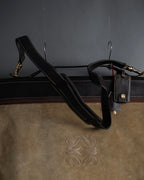 "LOEWE" 80's-90's Logo engraved suede leather combination business bag