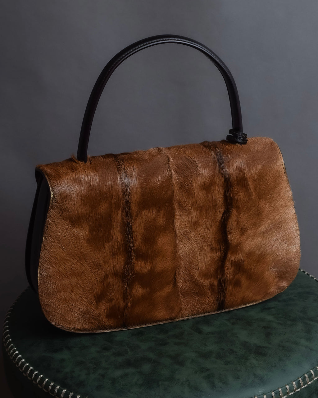 "GUCCI"「1947」 pony leather combination bamboo hand bag