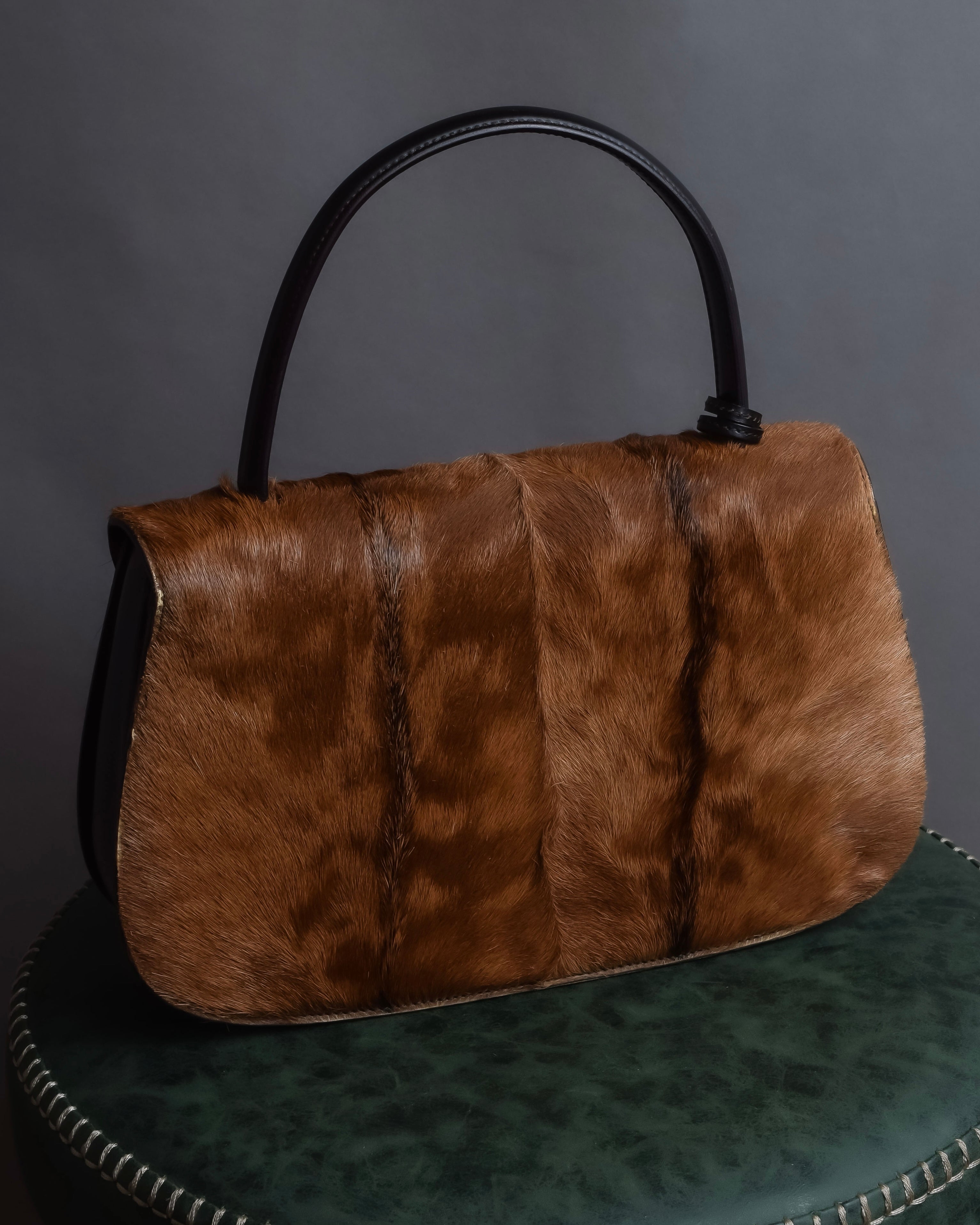 "GUCCI"「1947」 pony leather combination bamboo hand bag