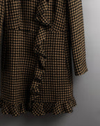 "RED VALENTINO" Ruffled frill detail tweed coat