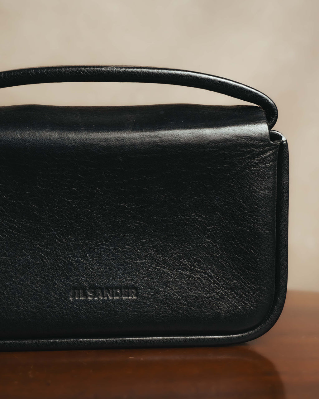 -SPECIAL- "JIL SANDER" 90's-00's Sculptural metal plate leather top handle handbag