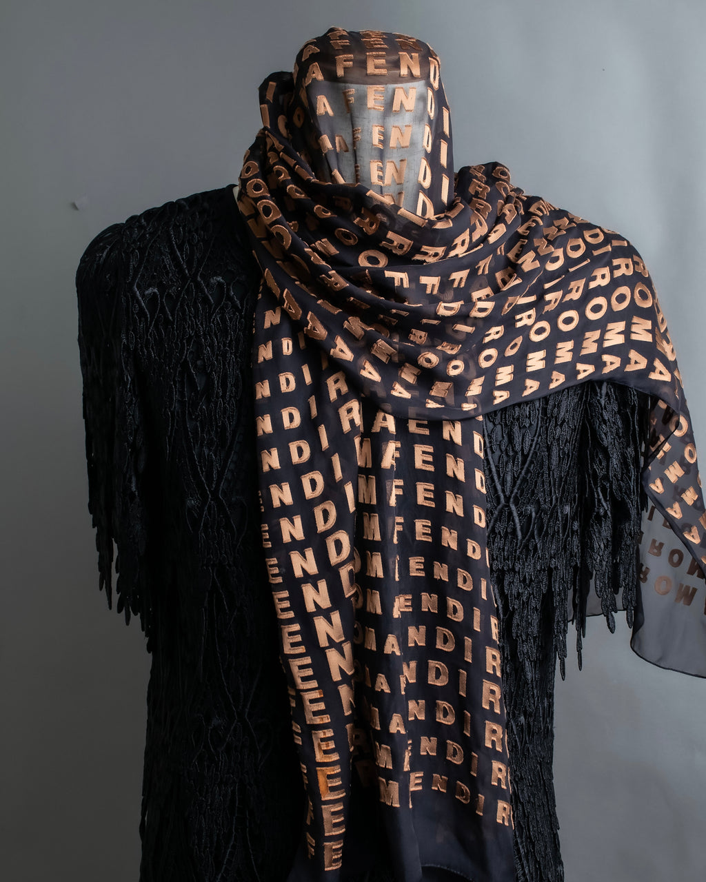 "FENDI" Silk blended logo scarf