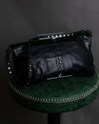 "DIESEL" Silver stud design leather one shoulder bag