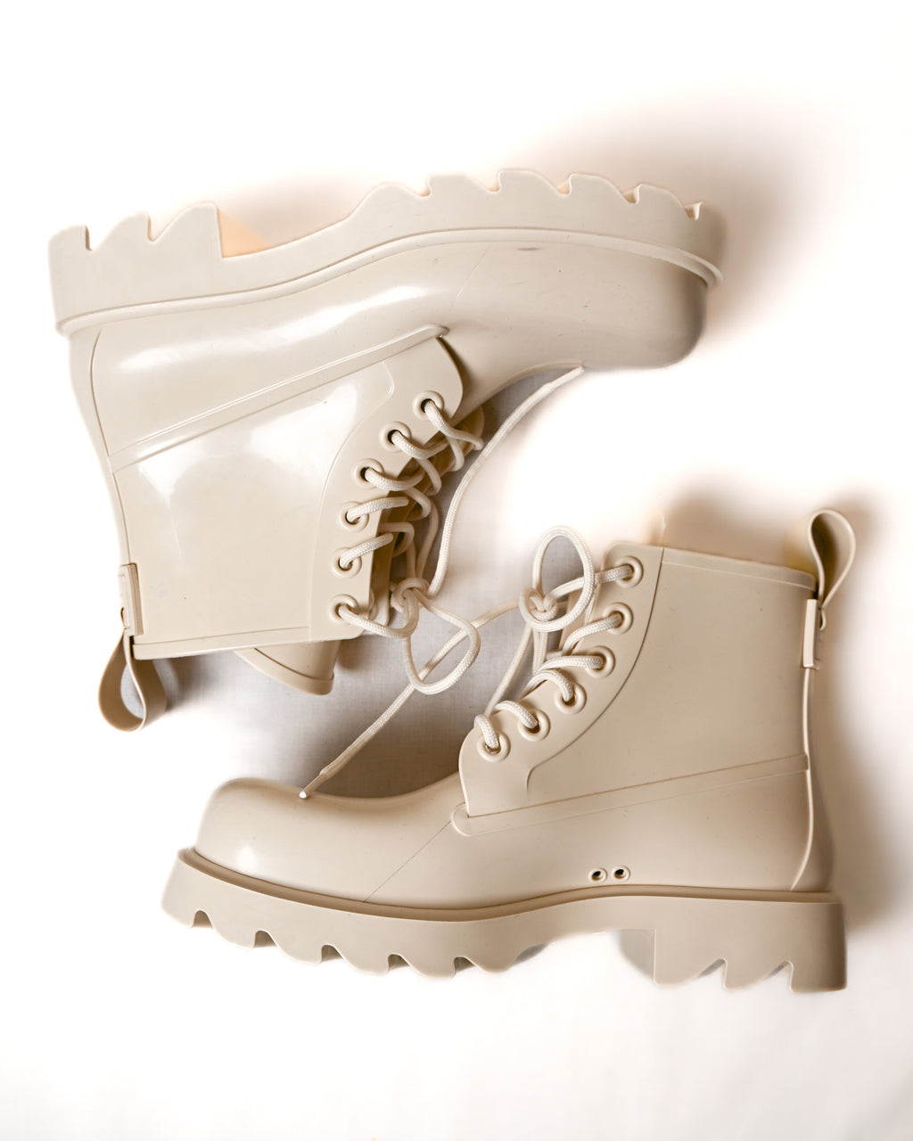 BOTTEGA VENETA/ Rubber Stride Lace Up Boots White