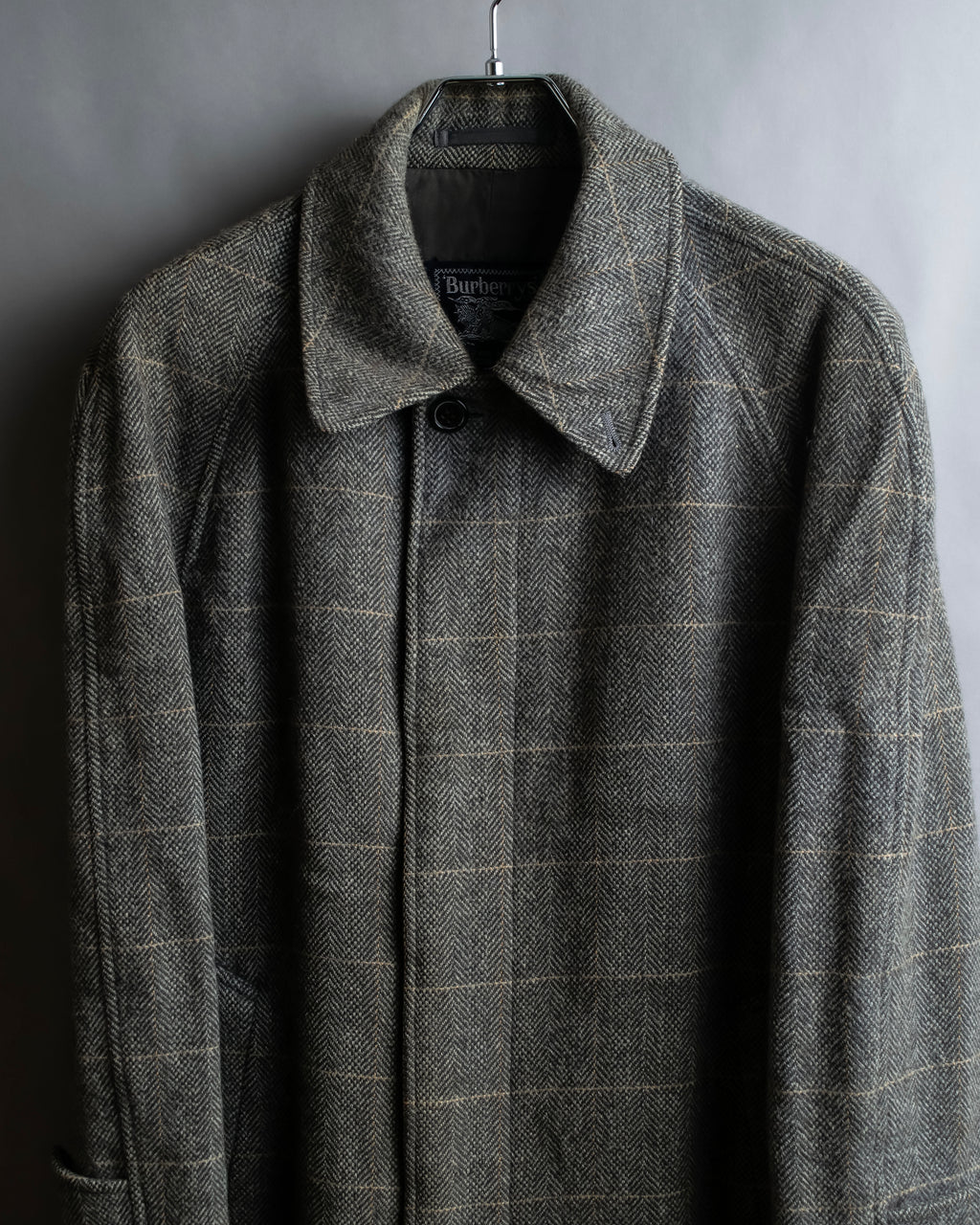 "BURBERRYS" Fine check pattern herringbone coat