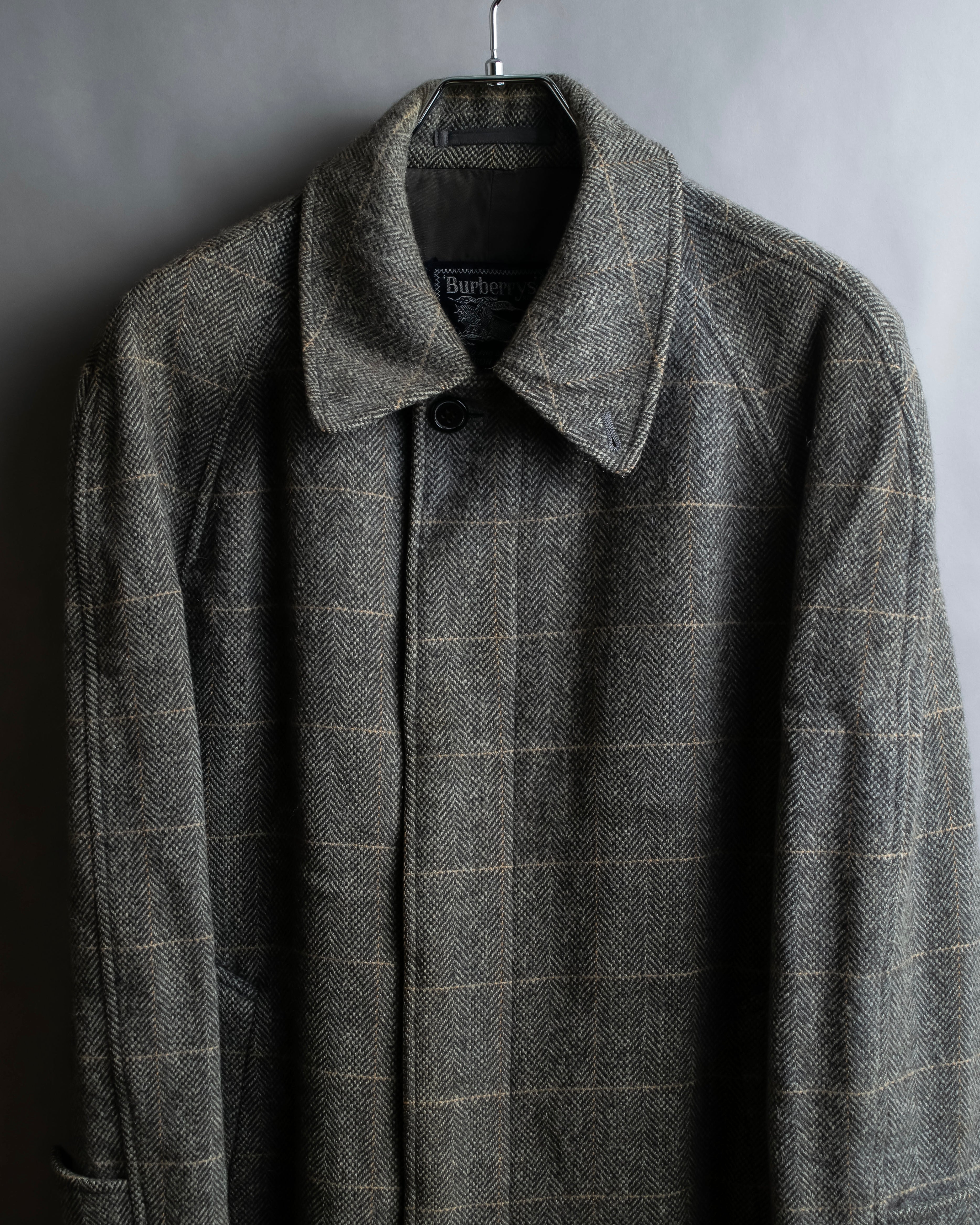 "BURBERRYS" Fine check pattern herringbone coat