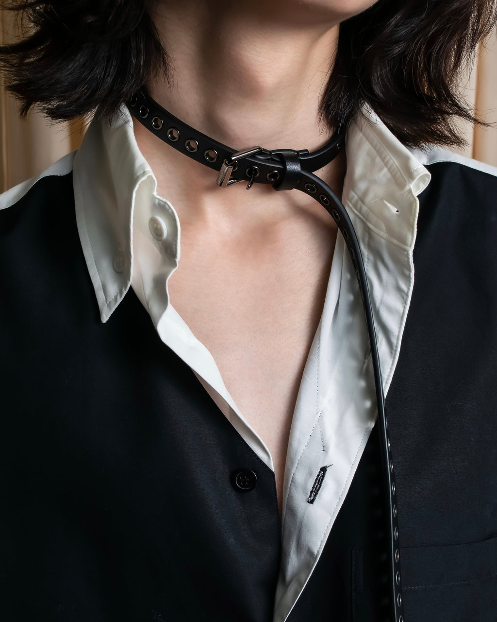 "Christian Dior" Countless eyelet design leather belt