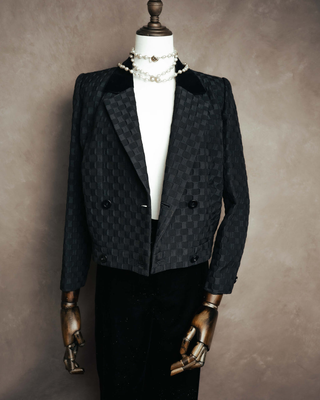 "Christian Dior" 80's-90's Jacquard double-breasted cropped jacket