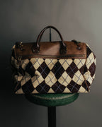 -SPECIAL- "Felisi" Argyle leather trim 2way boston bag