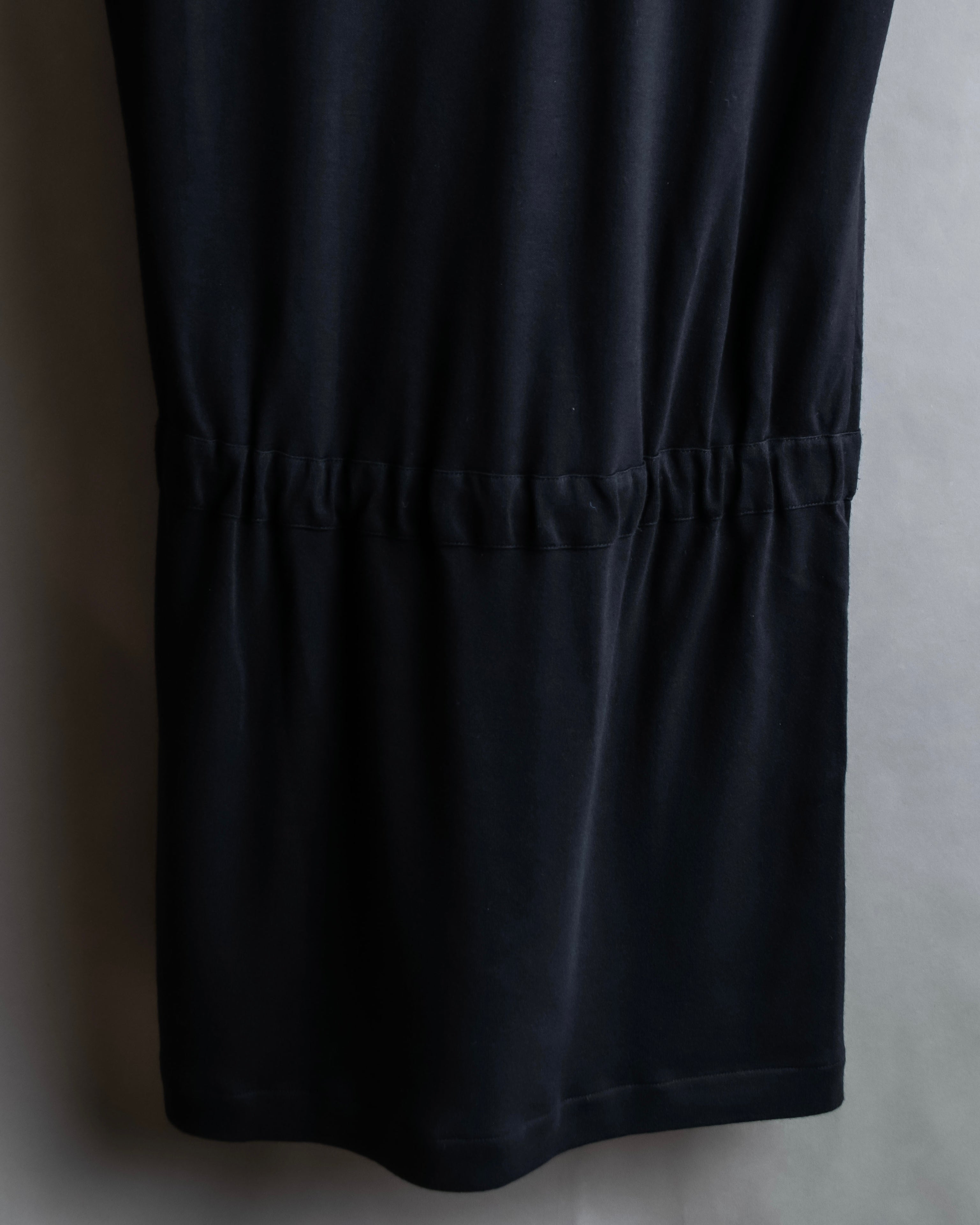 "Christian Dior" Satin ribbon waist detail hooded dress