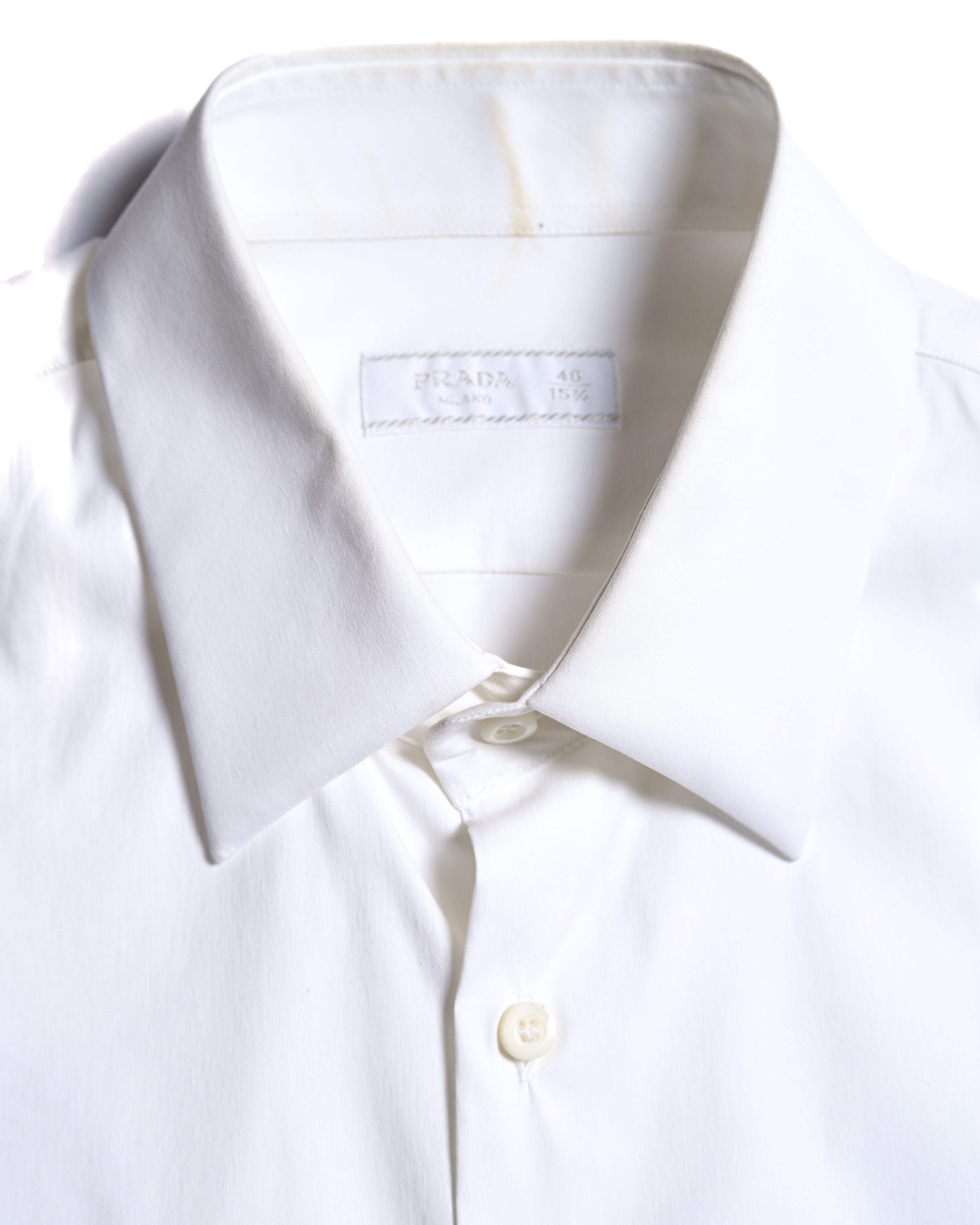 PRADA/ 2021 Thick Collar Oversized Dress Shirt White