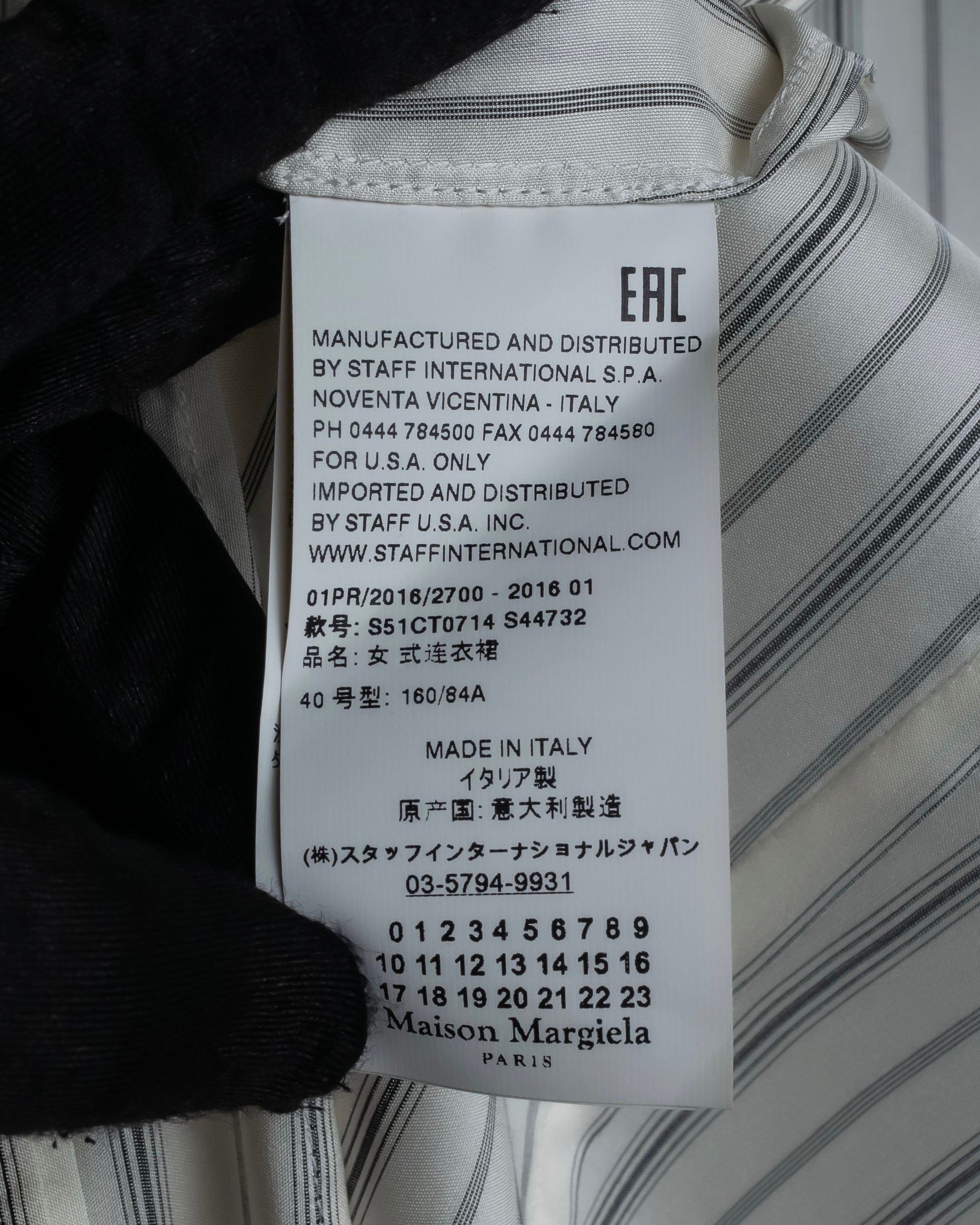 "MAISON MARGIELA" 16SS bowtie design striped long shirt