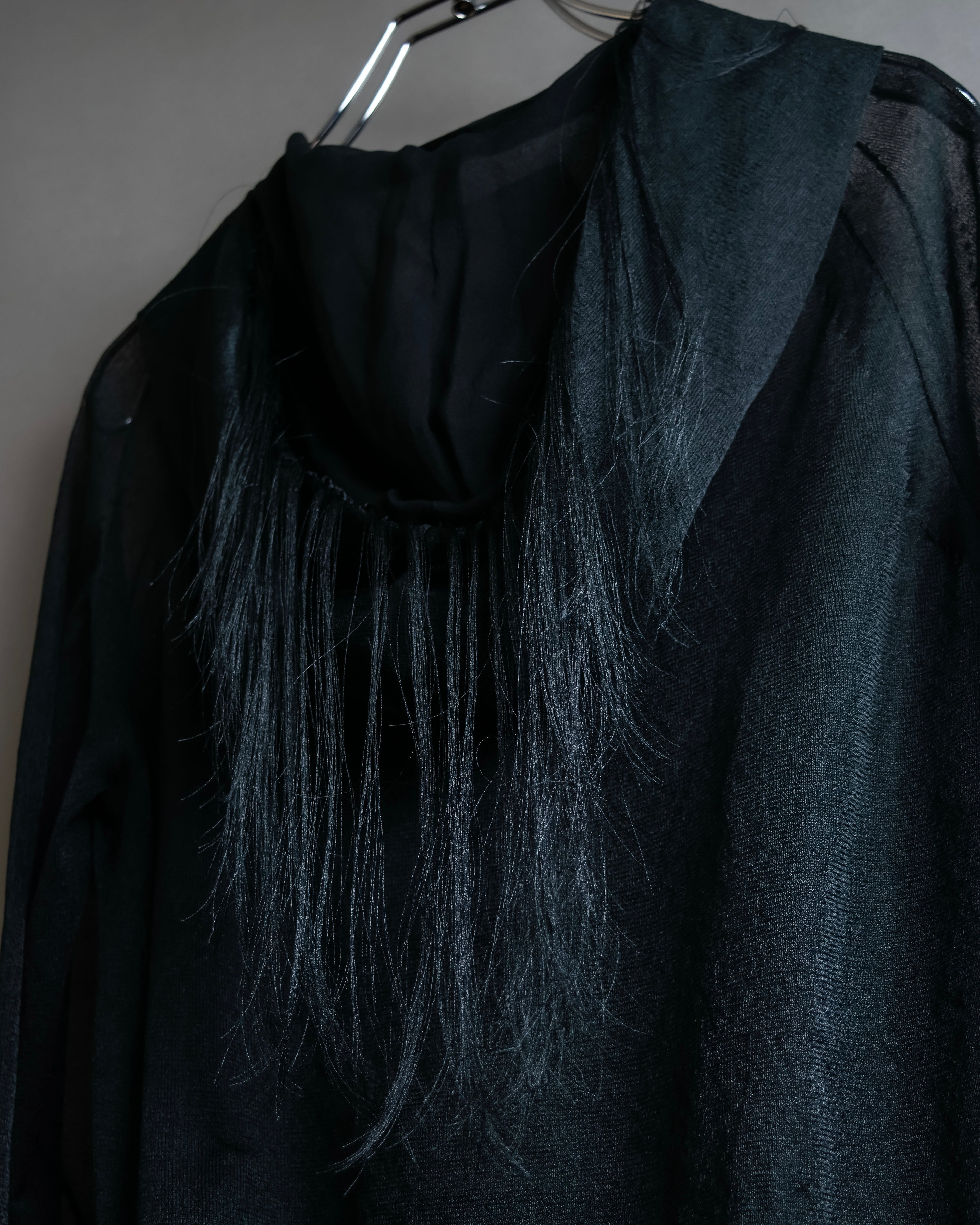 "sacai" Wig design sheer hooded pullover