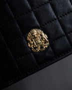 "CELINE" 80's-90's Crest metal fittings design quilted leather bag