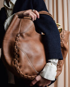 "GUCCI" Charlotte whipstitch hobo leather shoulder Bag