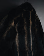"BIEMME" 00’s striped rabbit fur belted coat