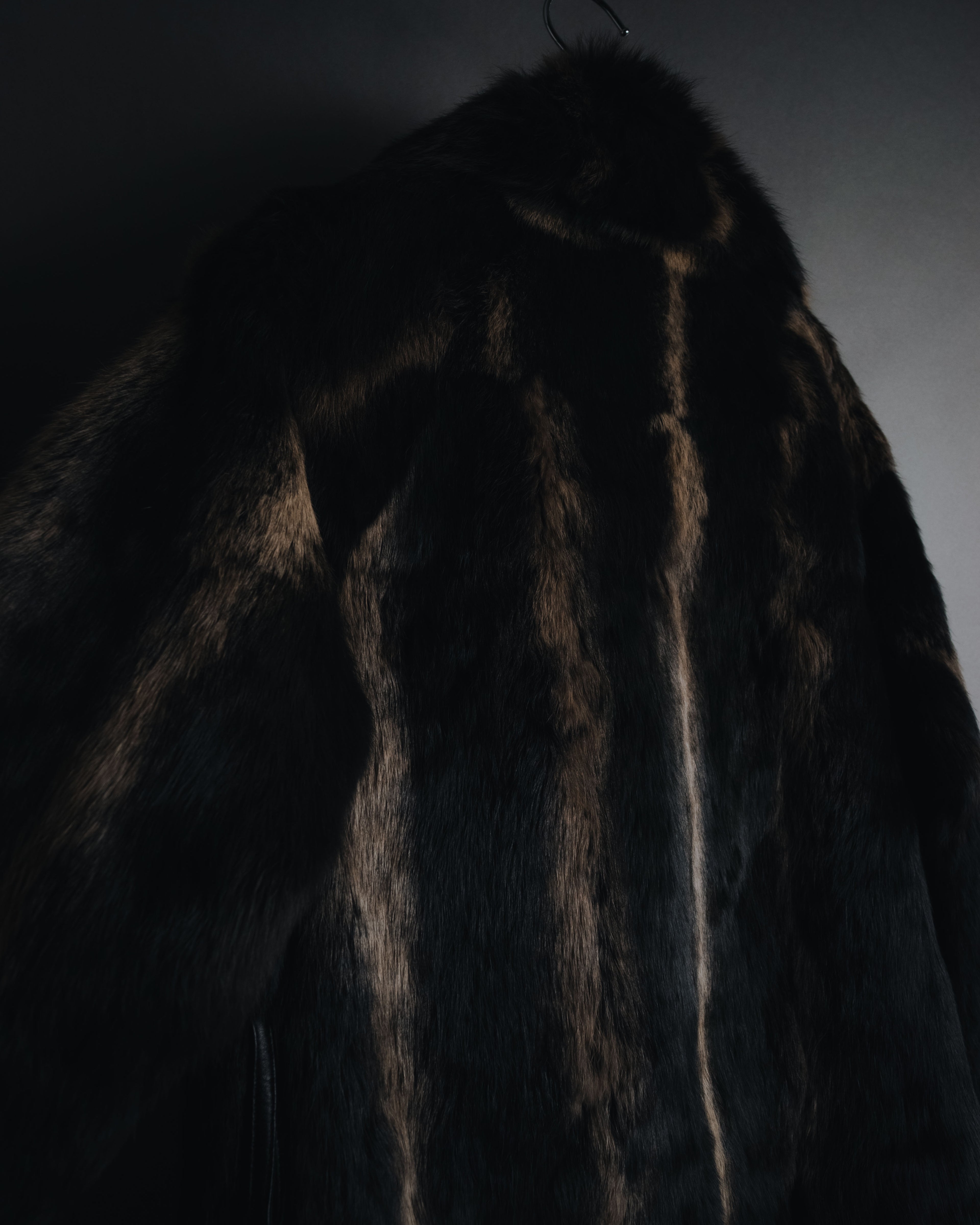 "BIEMME" 00’s striped rabbit fur belted coat