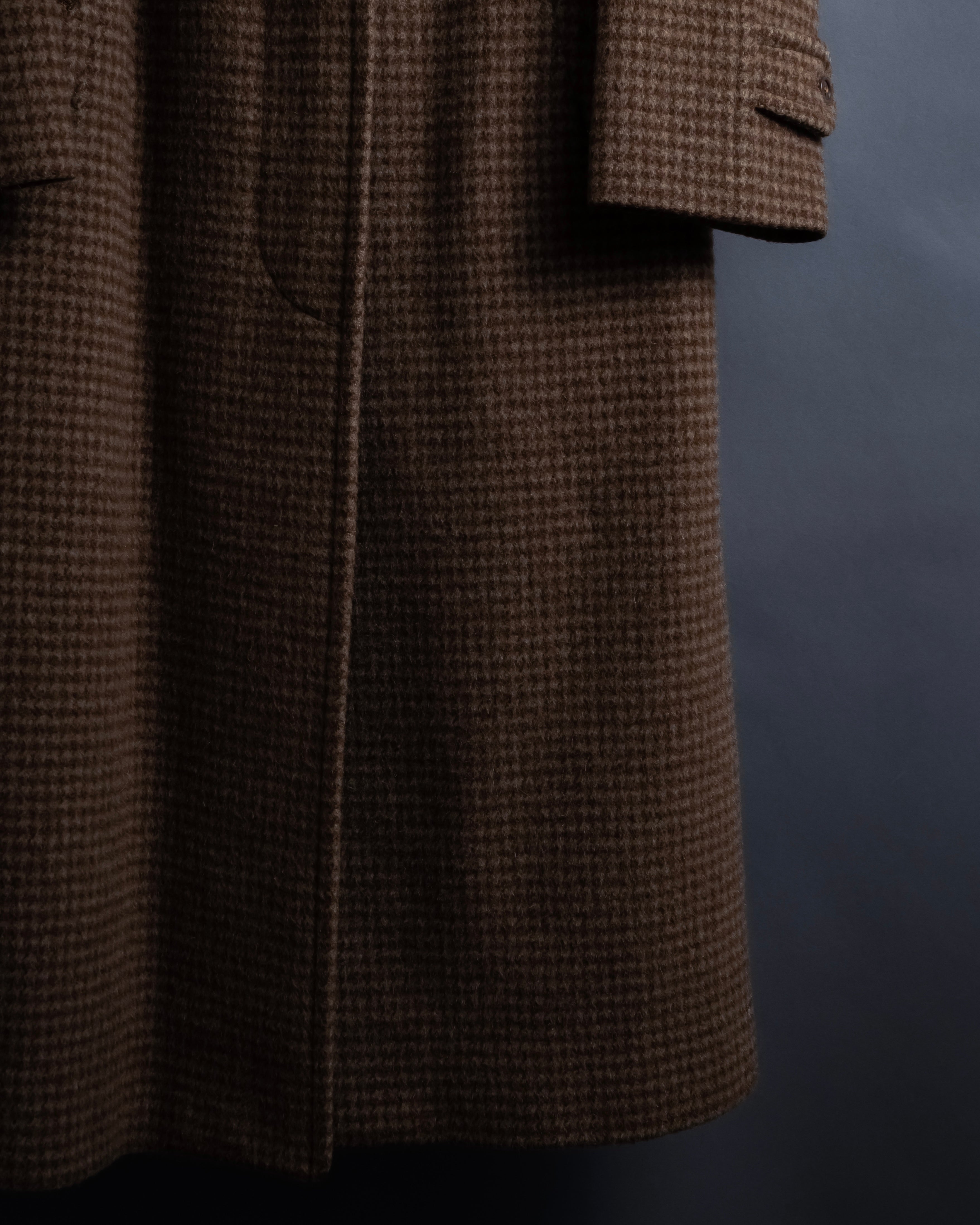 "BURBERRYS" Houndstooth pattern belted stand collar coat