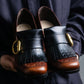 "PRADA" Fringe design square toe heel loafers