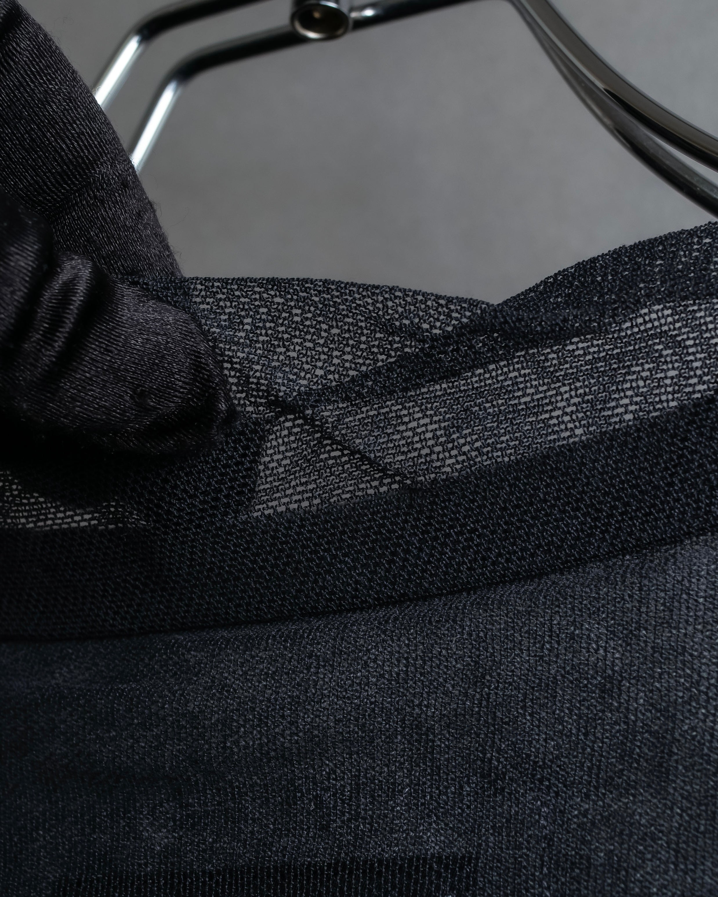 "DOLCE & GABBANA" Sheer layered V-neck grey knit